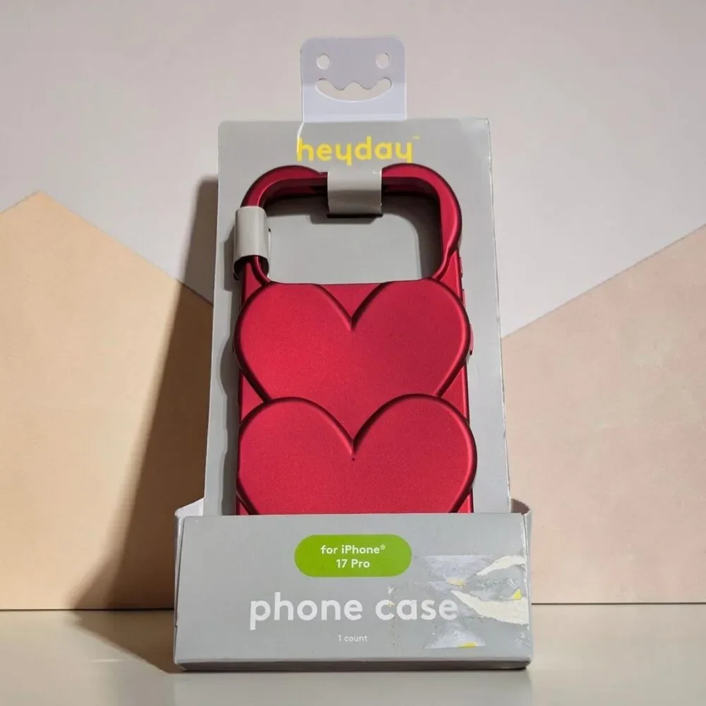 Heyday Red Double Heart Phone Case for iPhone 17 Pro Soft TPU Protective Cover